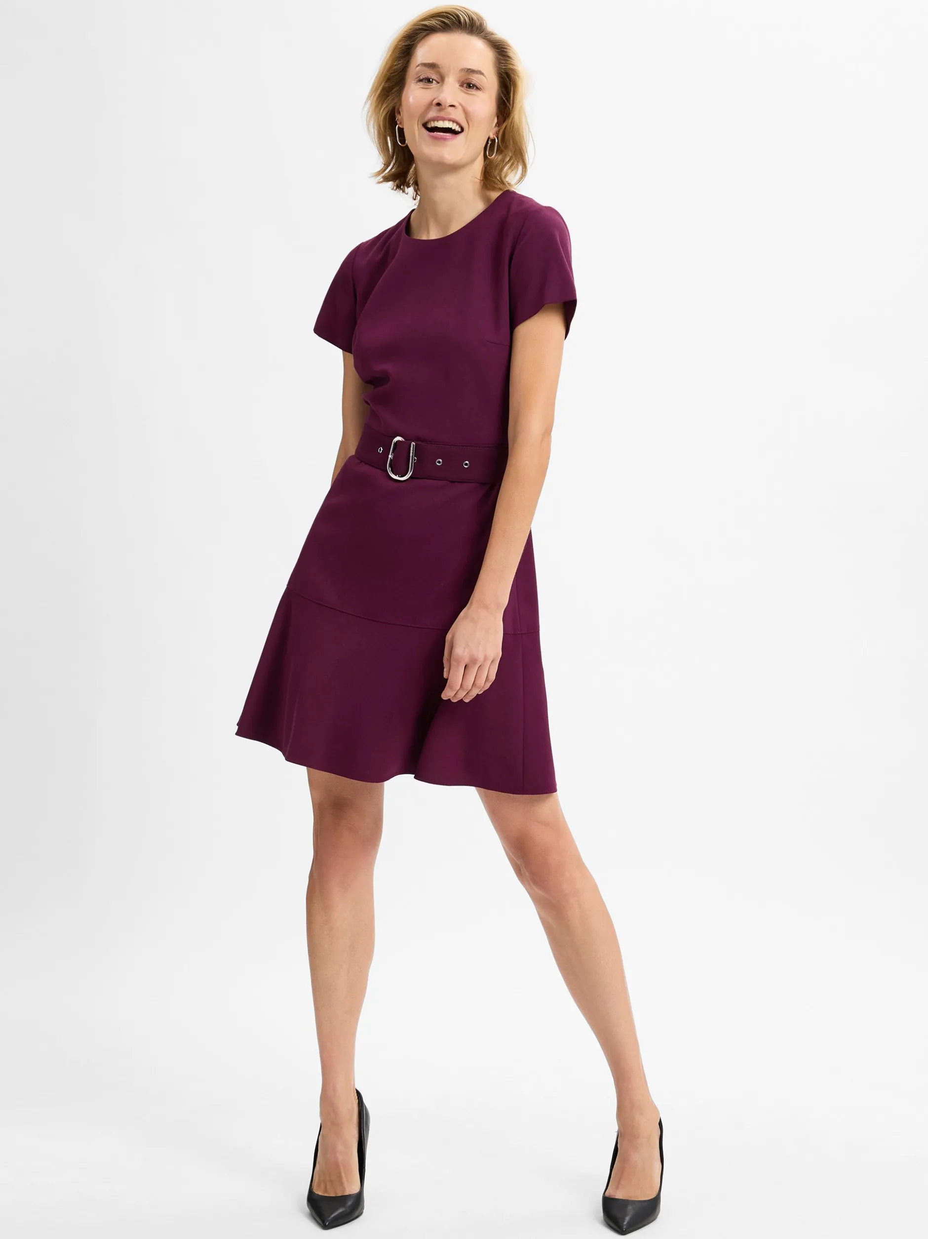 HUGO Damen Kleid - Kevola in aubergine - Ärmel: kurzarm