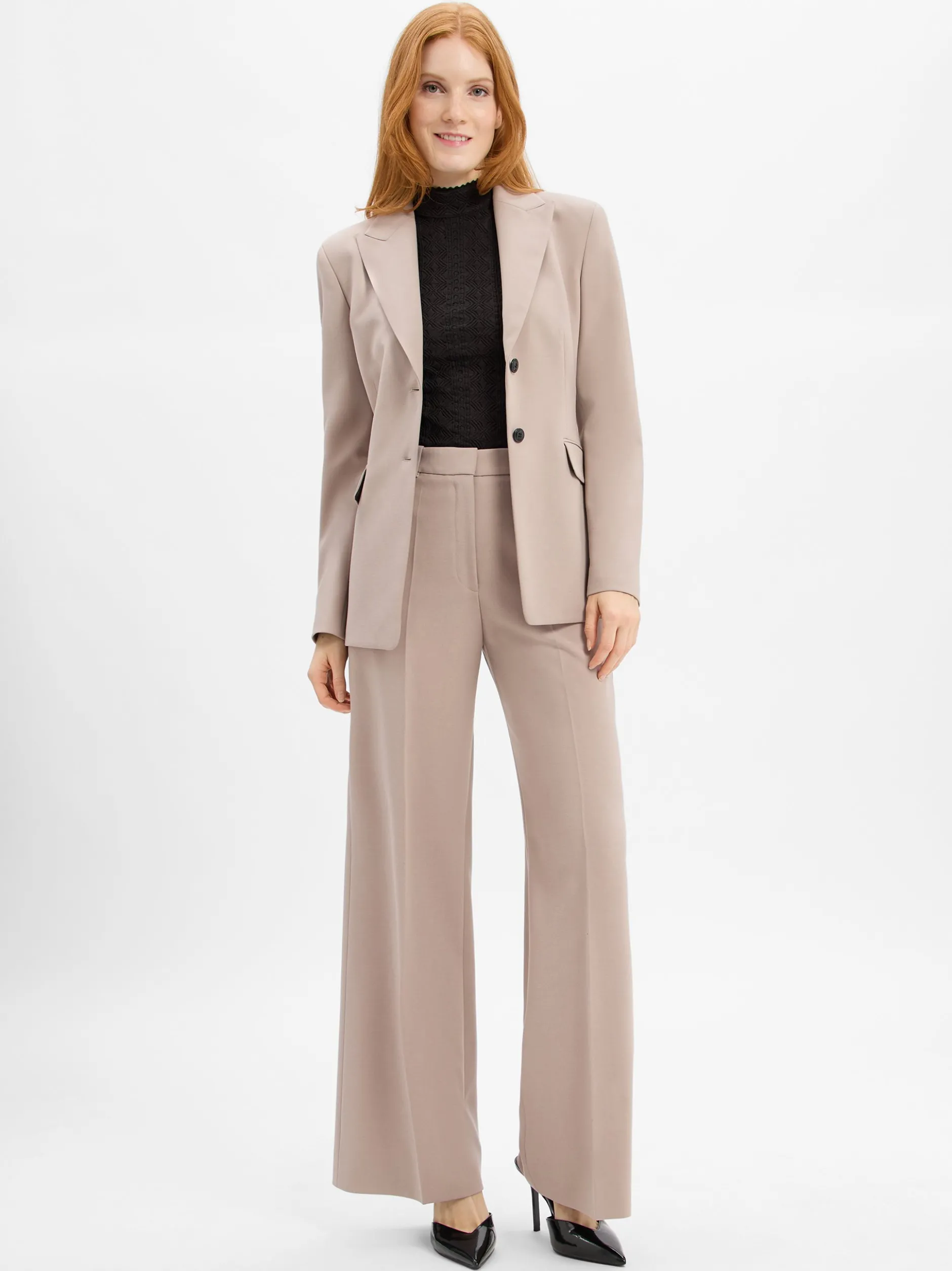 HUGO Damen Stoffhose - Hasmina in taupe - Länge: lang