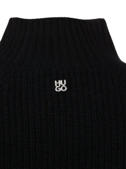 HUGO Damen Strickpullover mit Woll- und Cashmere-Anteil - Sorellasio in schwarz