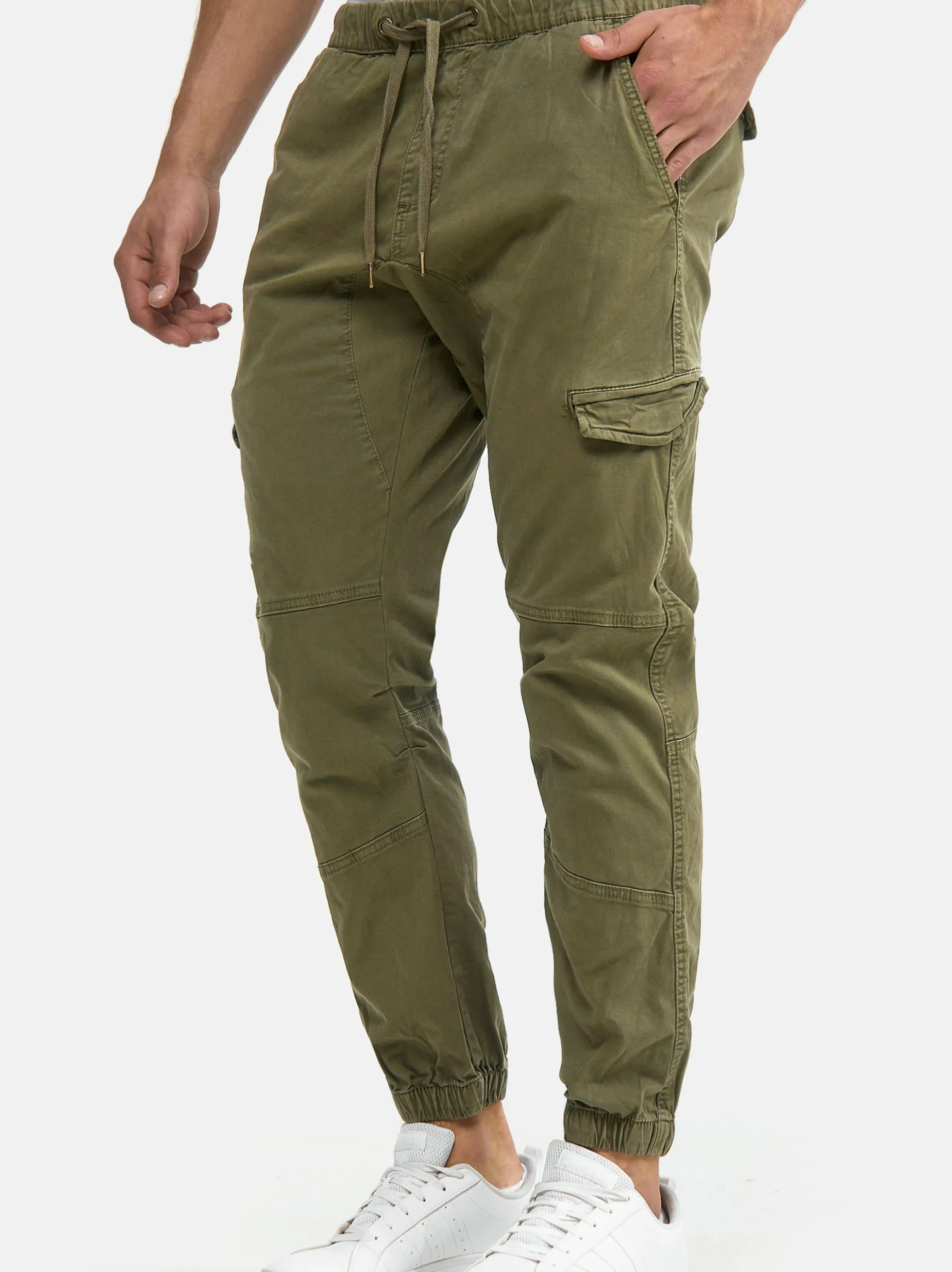Indicode Herren Cargohose - Levy in grün khaki