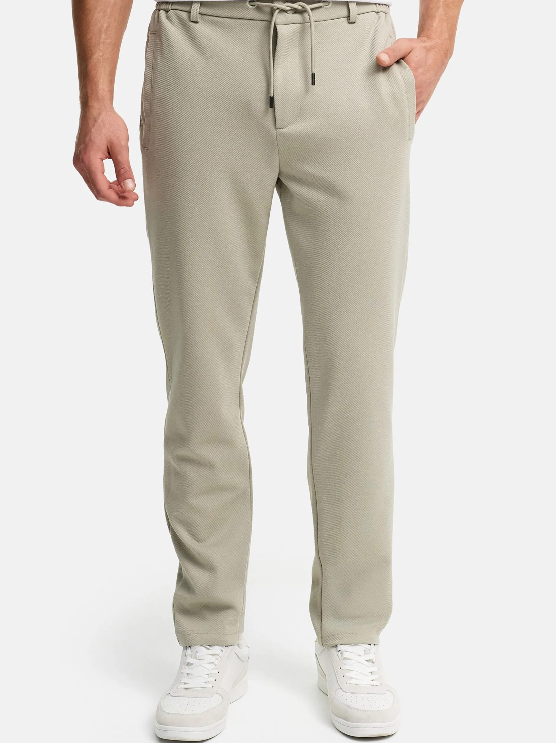 Indicode Herren Chinohose - INNezzo String Pant in beige grau