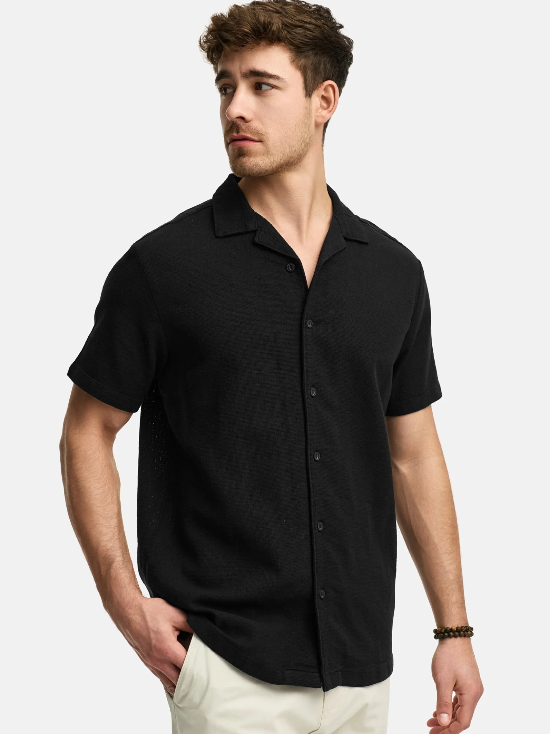 Indicode Herren Hemd Kurzarm - INCosby in schwarz