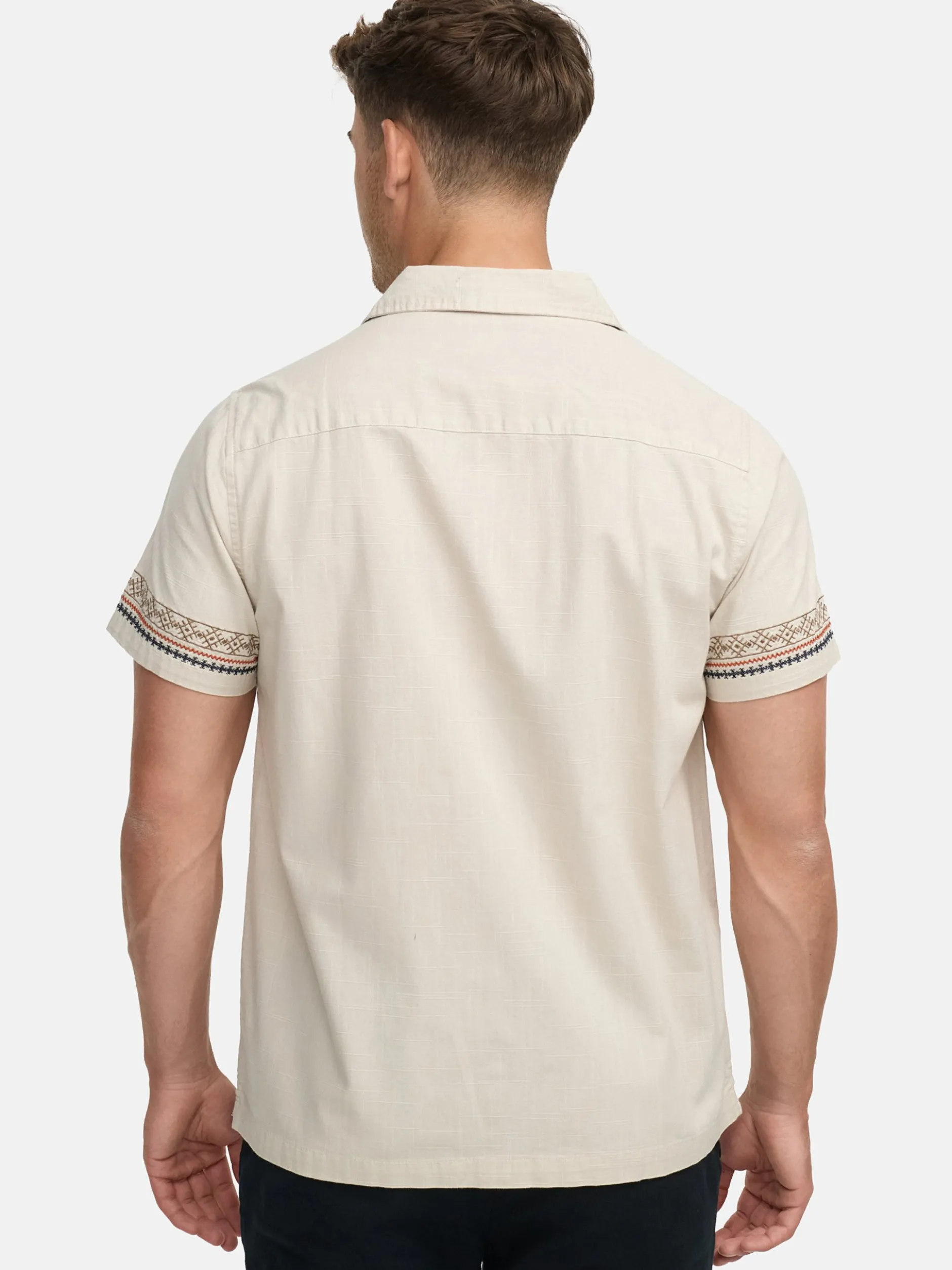 Indicode Herren Hemd Kurzarm - INCotta in beige taupe