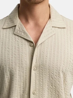 Indicode Herren Hemd Kurzarm - INCrepe in beige taupe