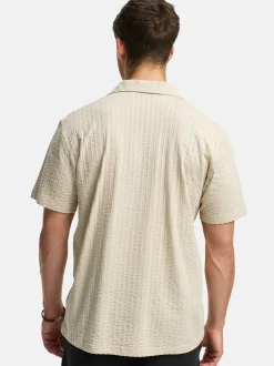 Indicode Herren Hemd Kurzarm - INCrepe in beige taupe
