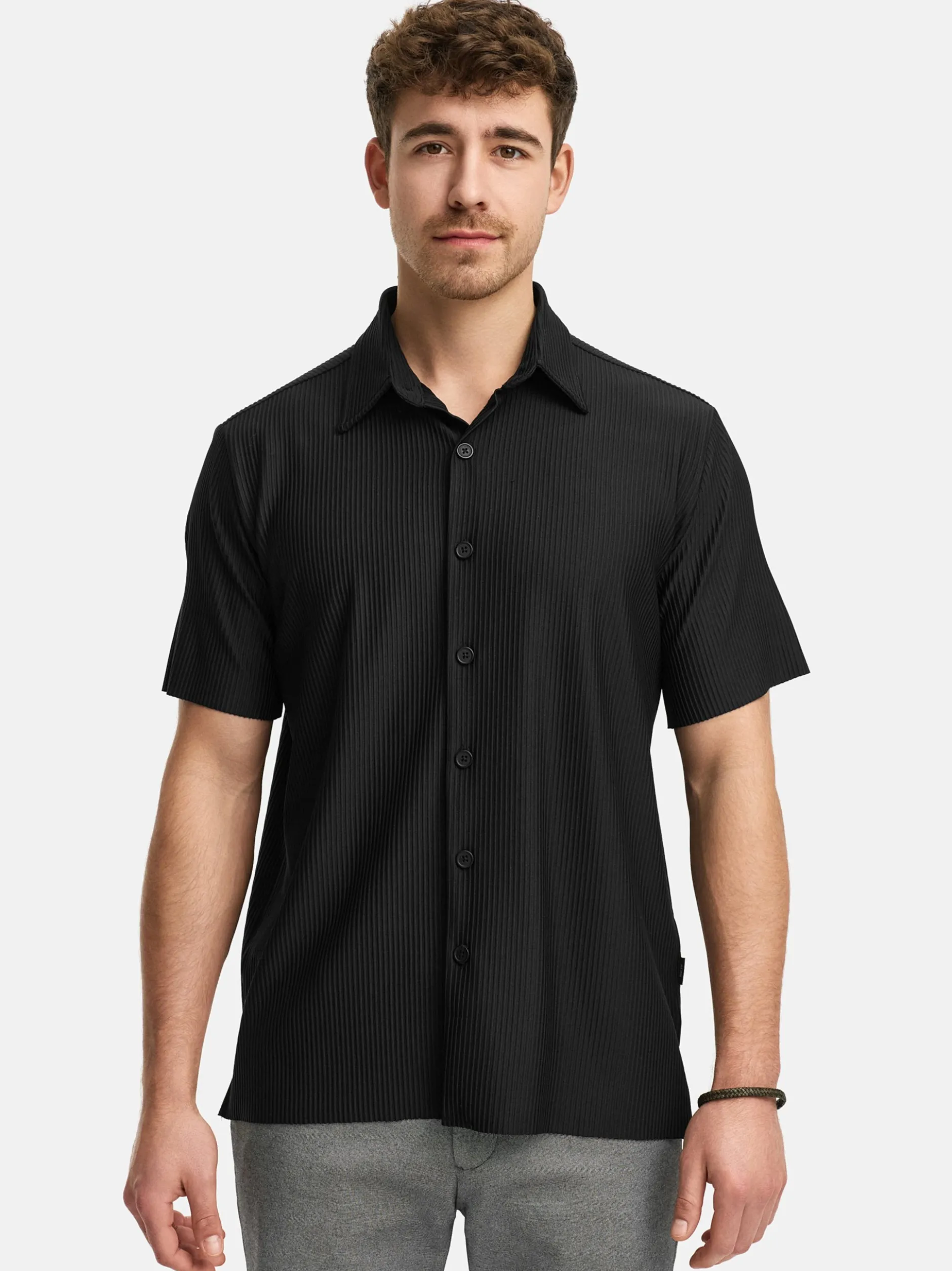 Indicode Herren Hemd Kurzarm - INLamgo in schwarz