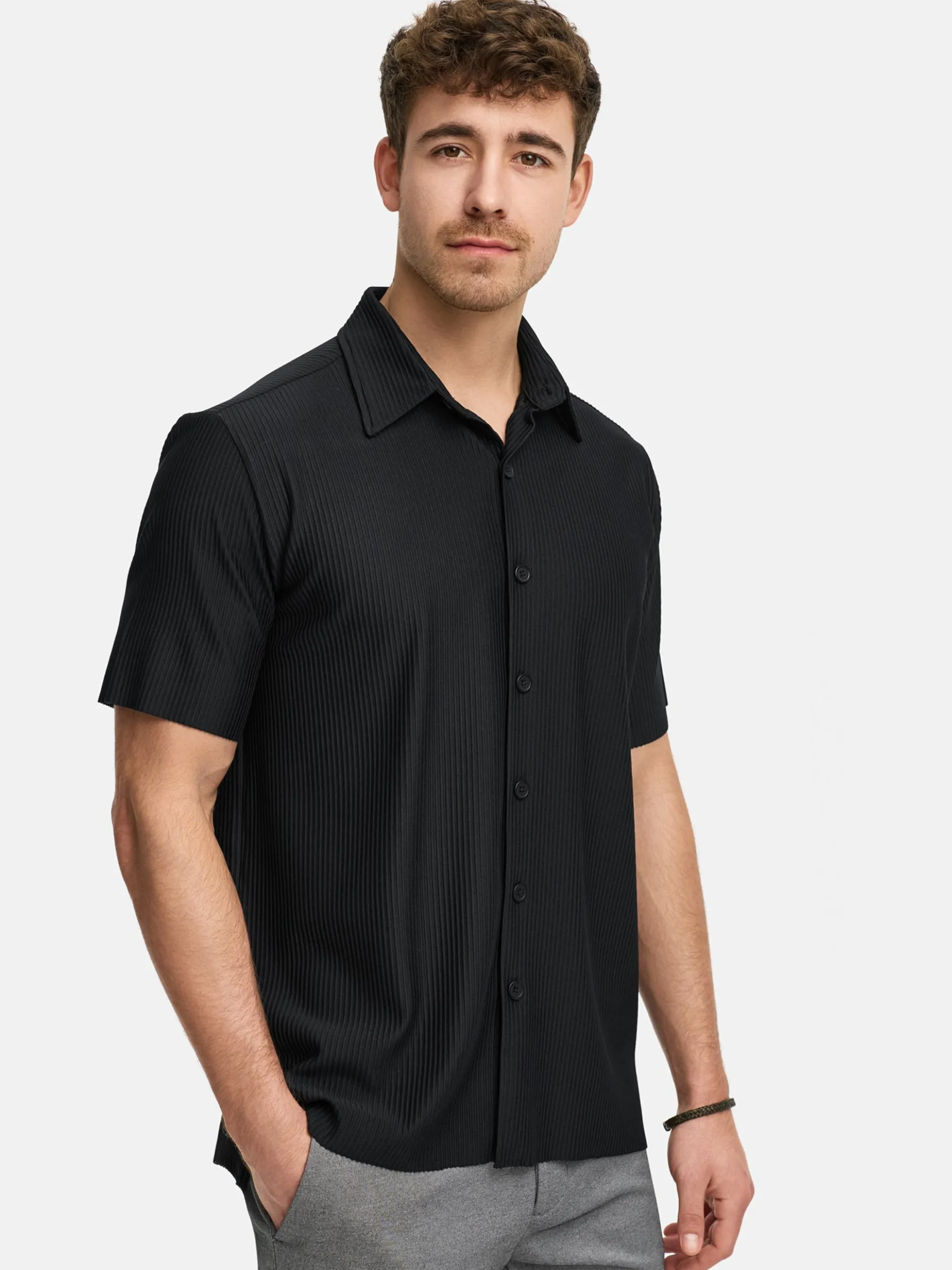 Indicode Herren Hemd Kurzarm - INLamgo in schwarz