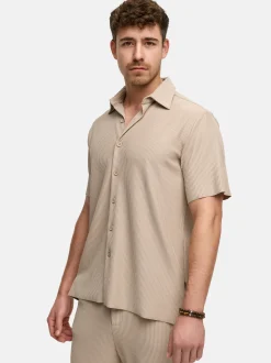 Indicode Herren Hemd Kurzarm - INLamgo in taupe beige