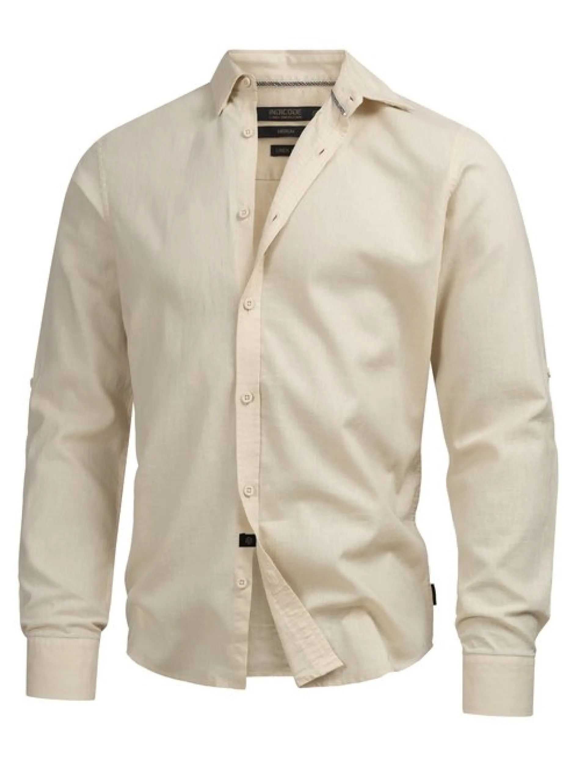 Indicode Herren Hemd Langarm - Brayden in beige sand