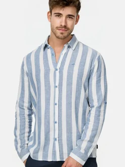 Indicode Herren Hemd Langarm - Brayden in blau