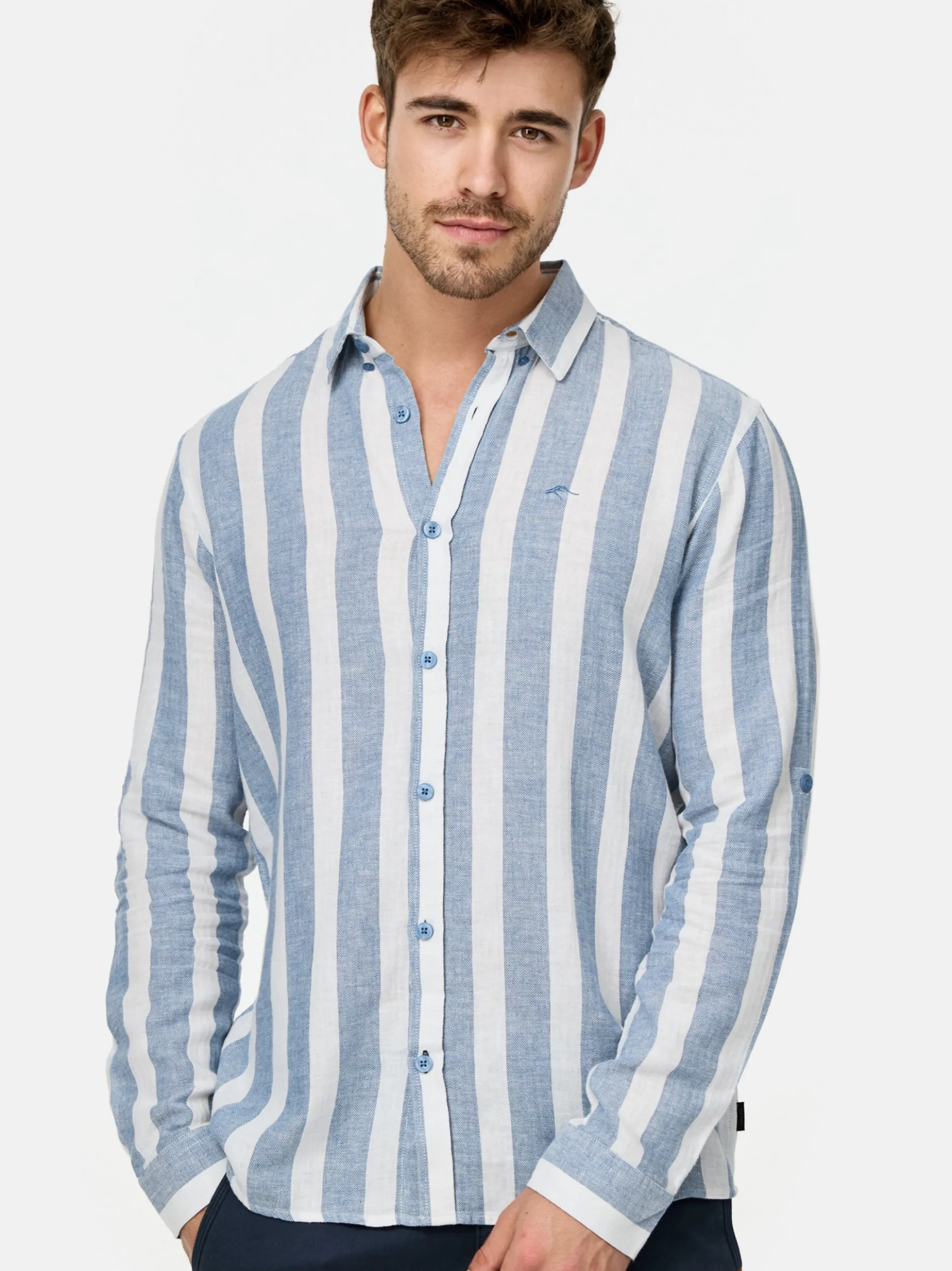 Indicode Herren Hemd Langarm - Brayden in blau