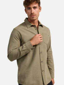 Indicode Herren Hemd Langarm - INCaix in beige grün