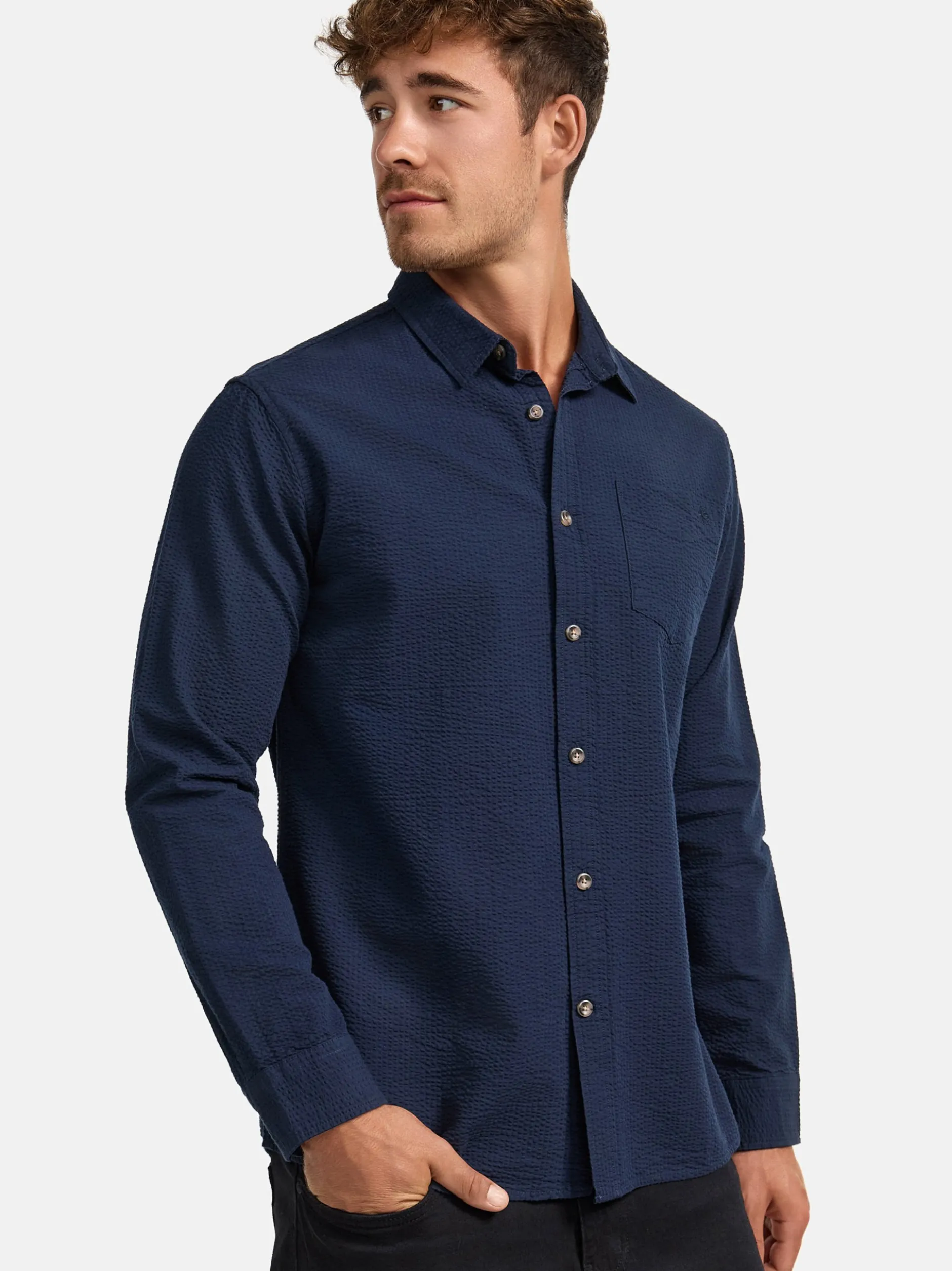 Indicode Herren Hemd Langarm - INCaix in marine