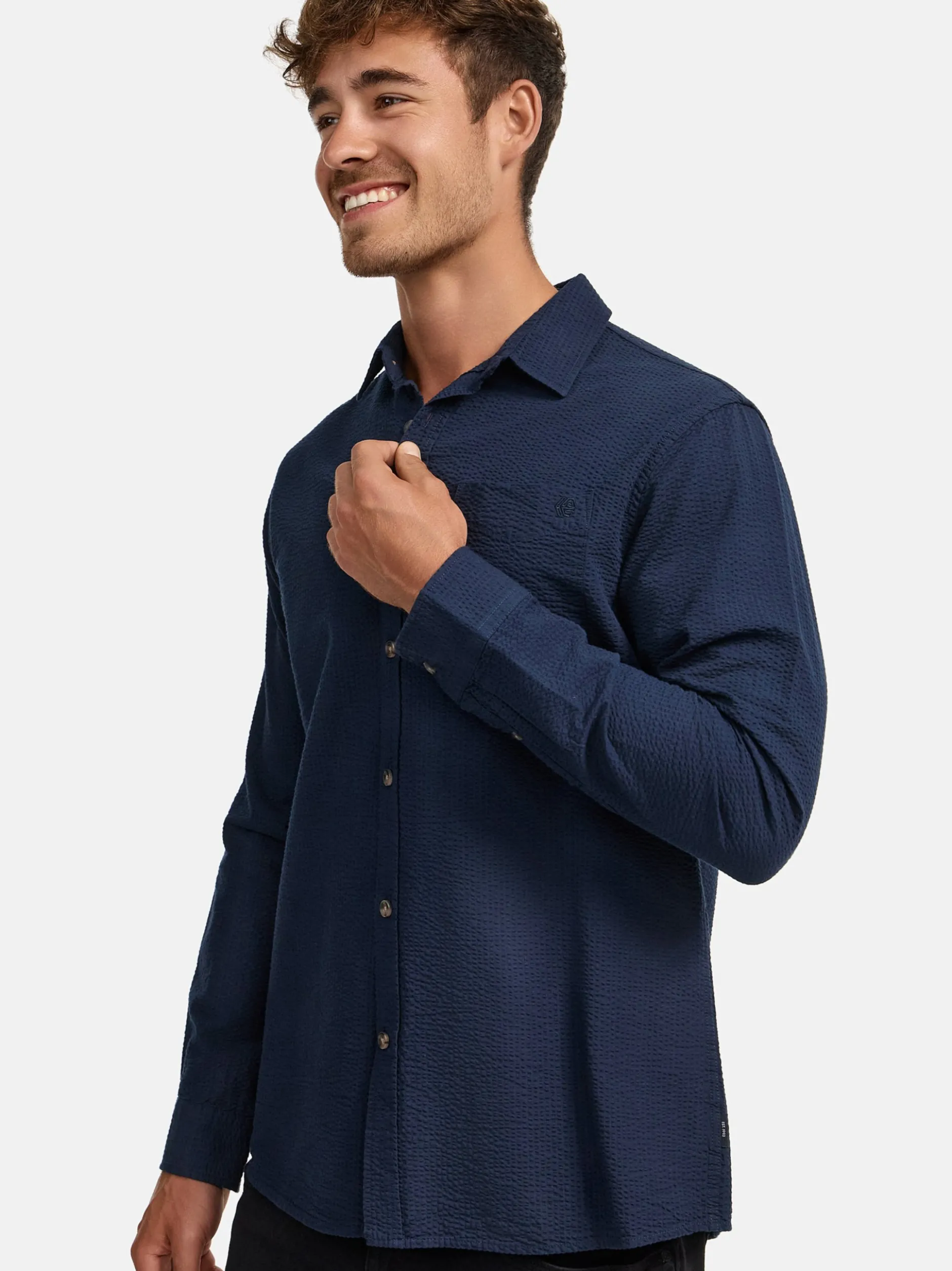 Indicode Herren Hemd Langarm - INCaix in marine