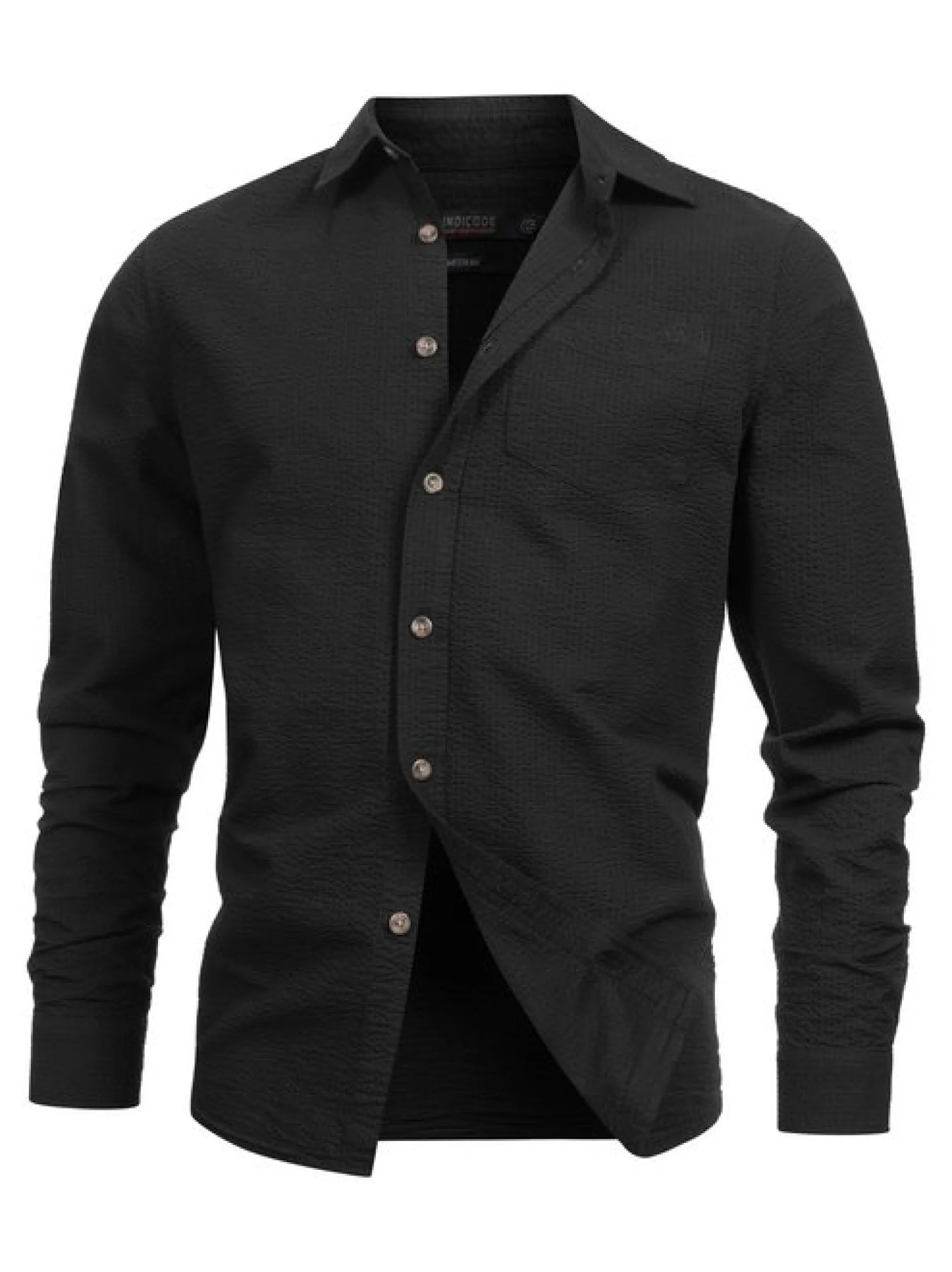 Indicode Herren Hemd Langarm - INCaix in schwarz