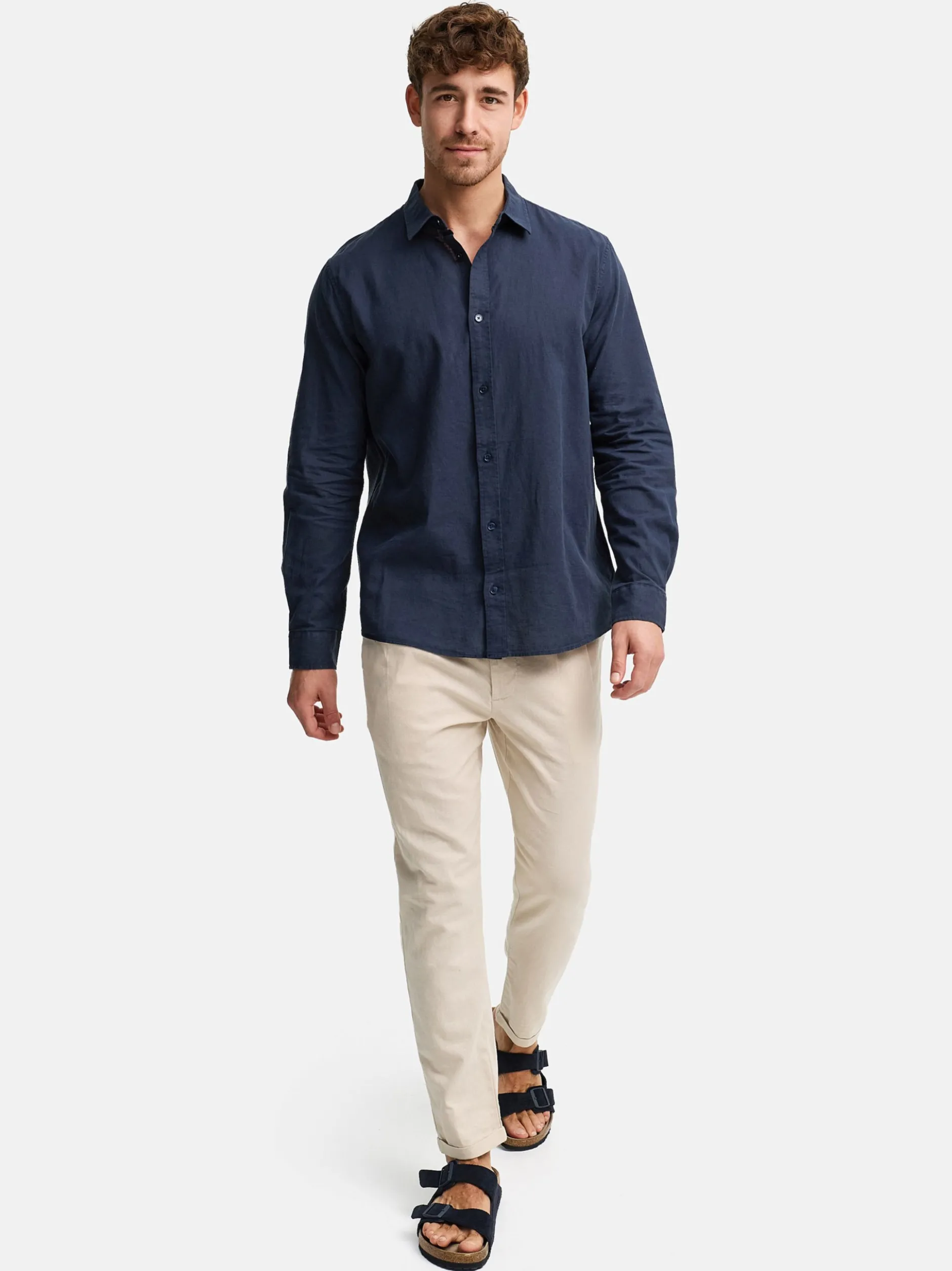 Indicode Herren Hemd Langarm - INCeppo in marine