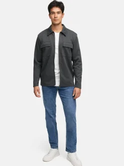 Indicode Herren Hemd Langarm - INNello Zip Shirt in anthrazit