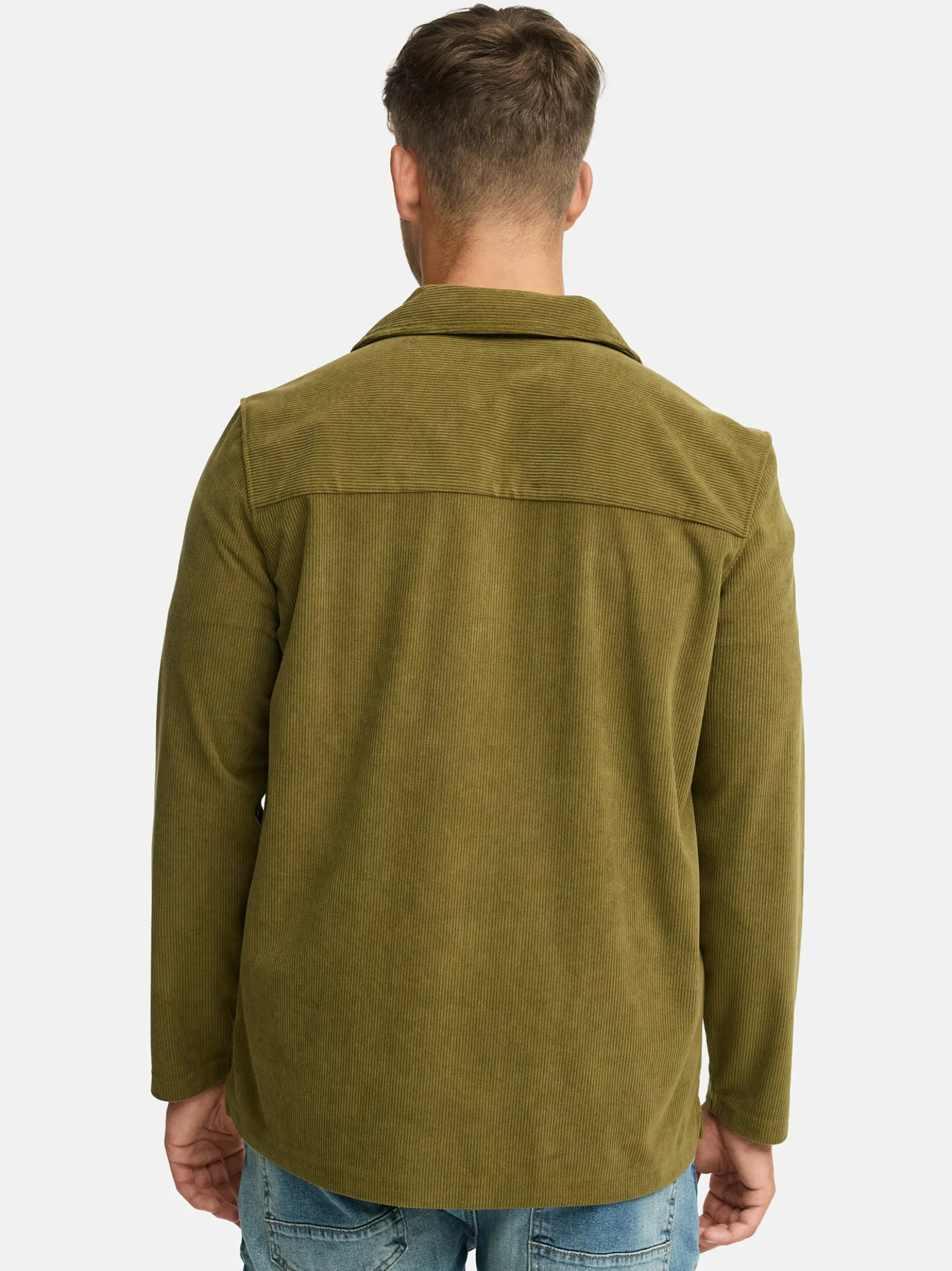 Indicode Herren Hemd Langarm - INNemoto Zip Shirt in oliv khaki