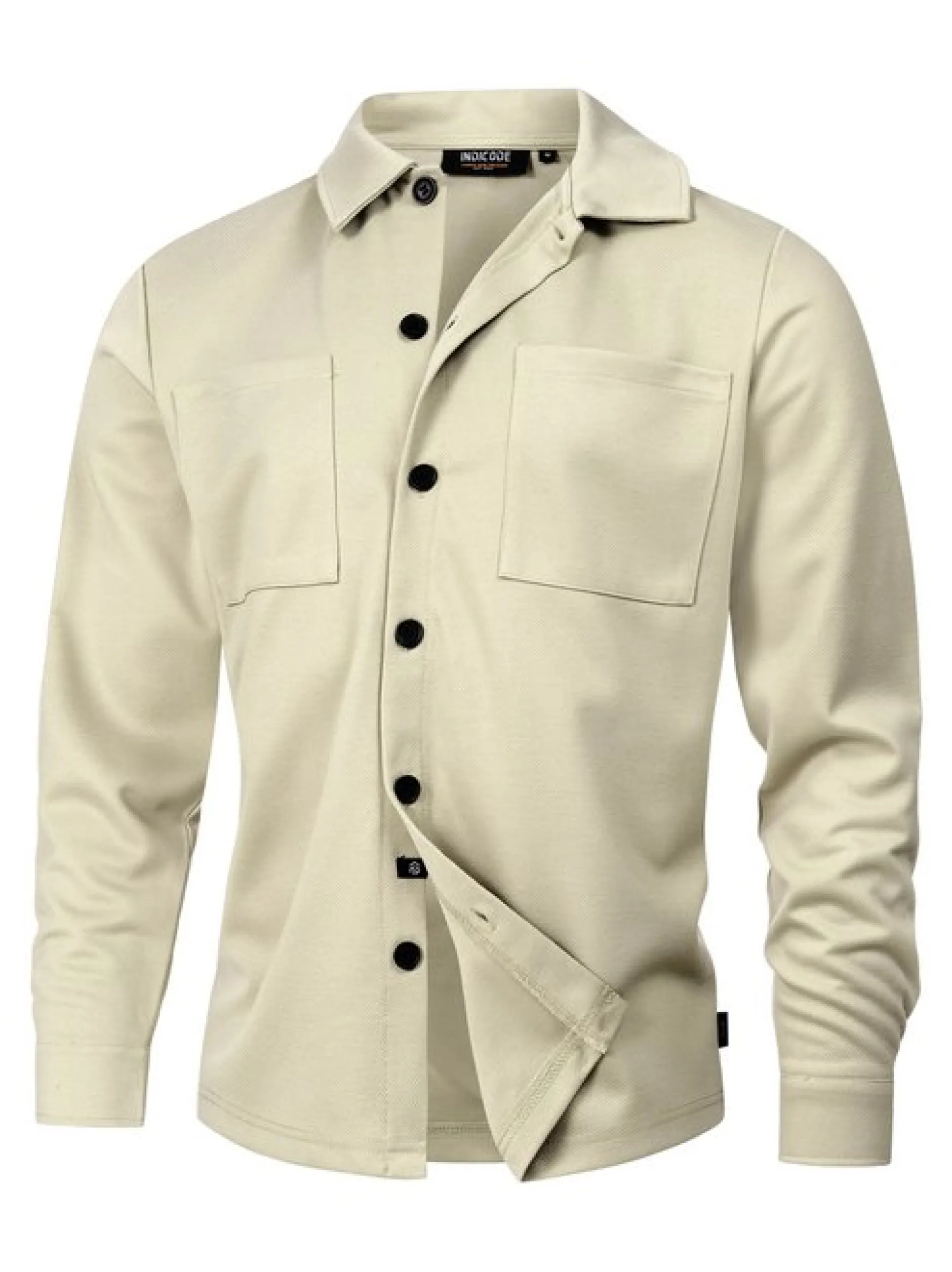Indicode Herren Hemd Langarm - INYuno in beige grau