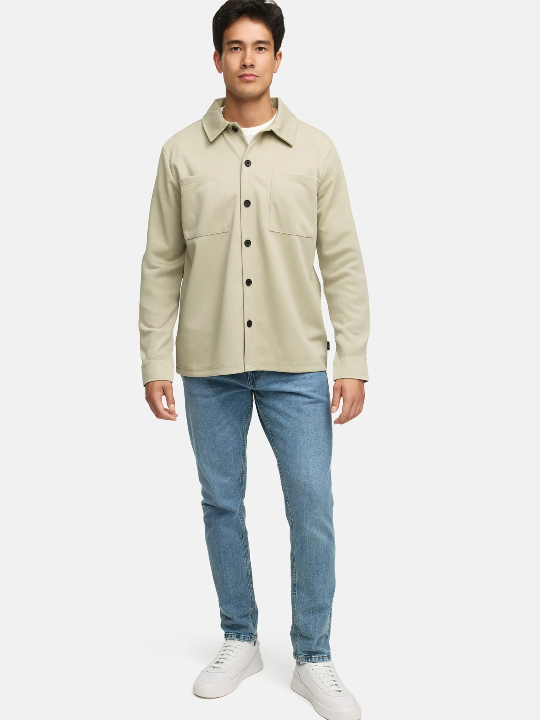 Indicode Herren Hemd Langarm - INYuno in beige grau
