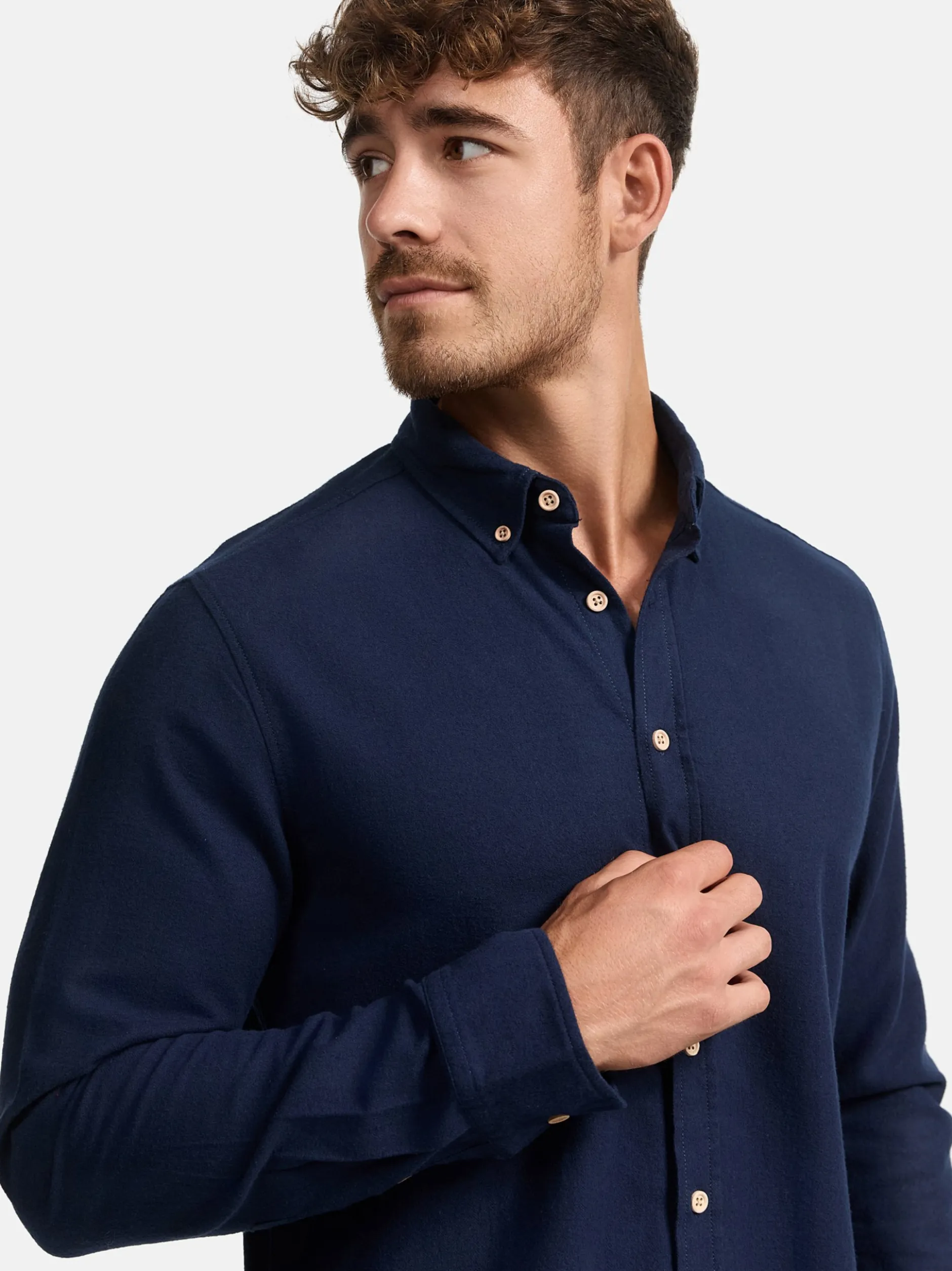 Indicode Herren Hemd Langarm - Riverside in marine