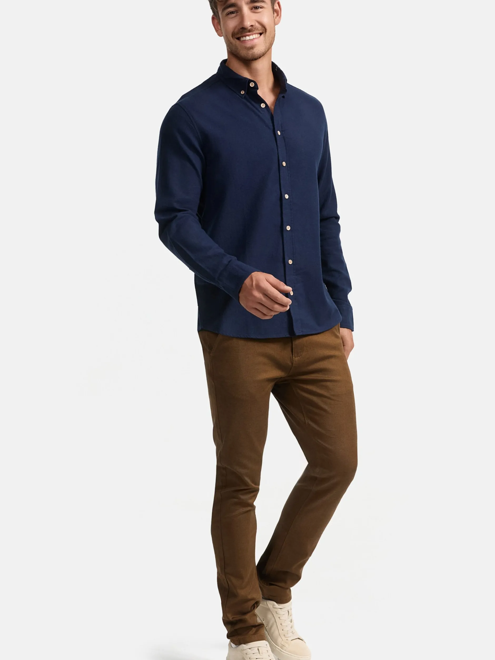 Indicode Herren Hemd Langarm - Riverside in marine