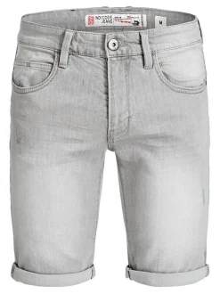 Indicode Herren Jeans Shorts - Caden in hellgrau grau
