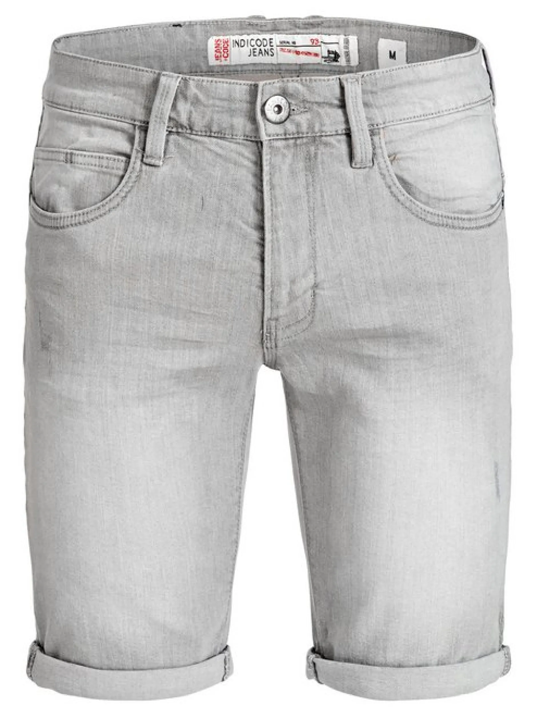 Indicode Herren Jeans Shorts - Caden in hellgrau grau