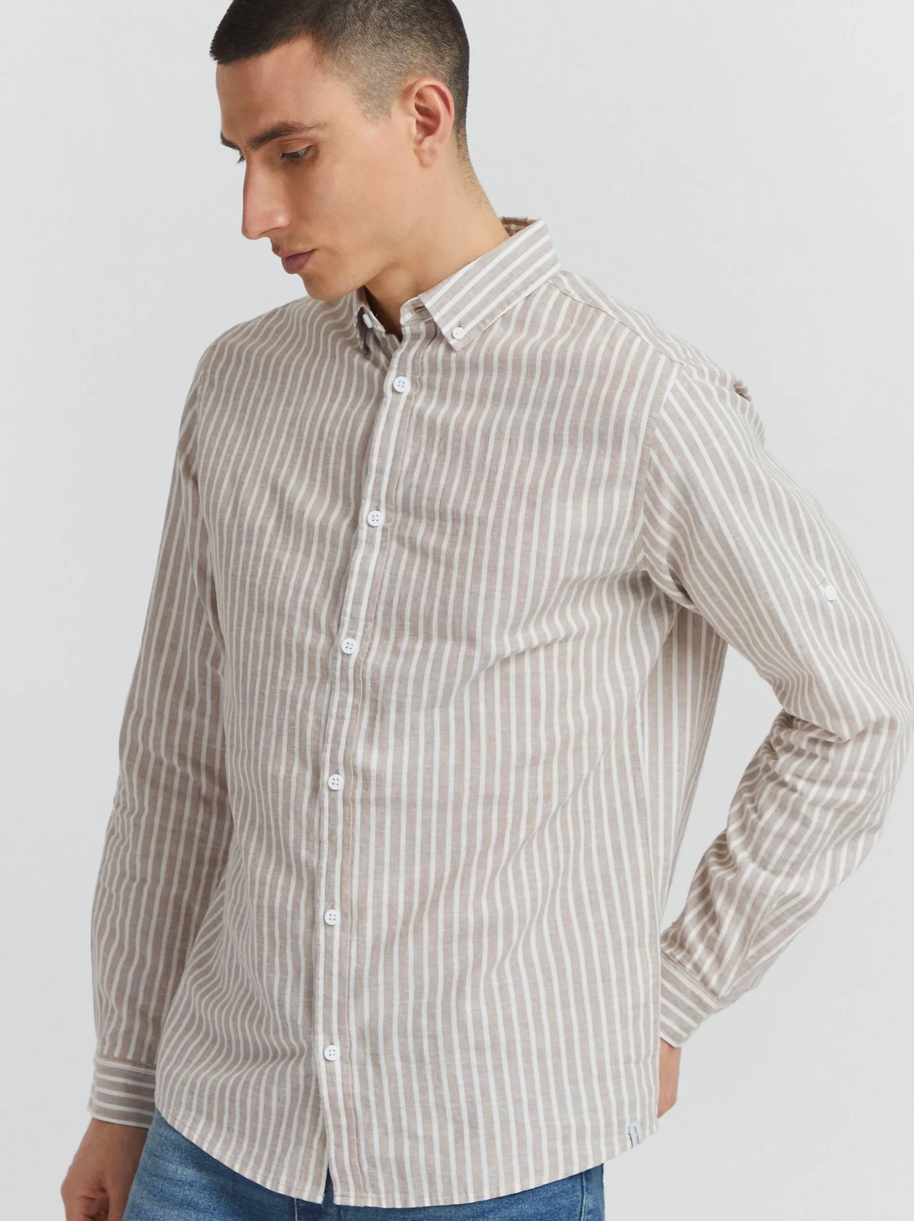 Indicode Herren Langarmhemd - IDHanko in beige
