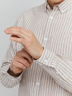 Indicode Herren Langarmhemd - IDHanko in beige