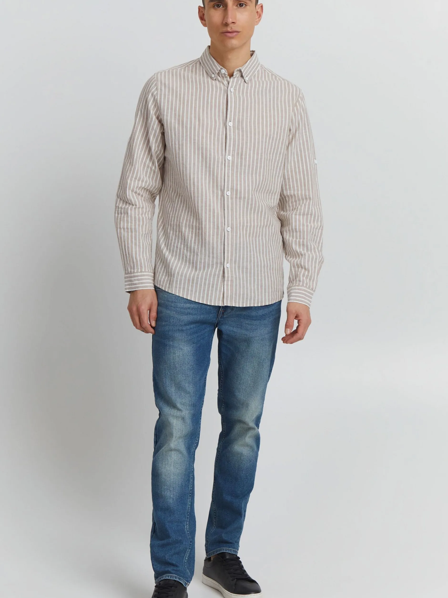 Indicode Herren Langarmhemd - IDHanko in beige