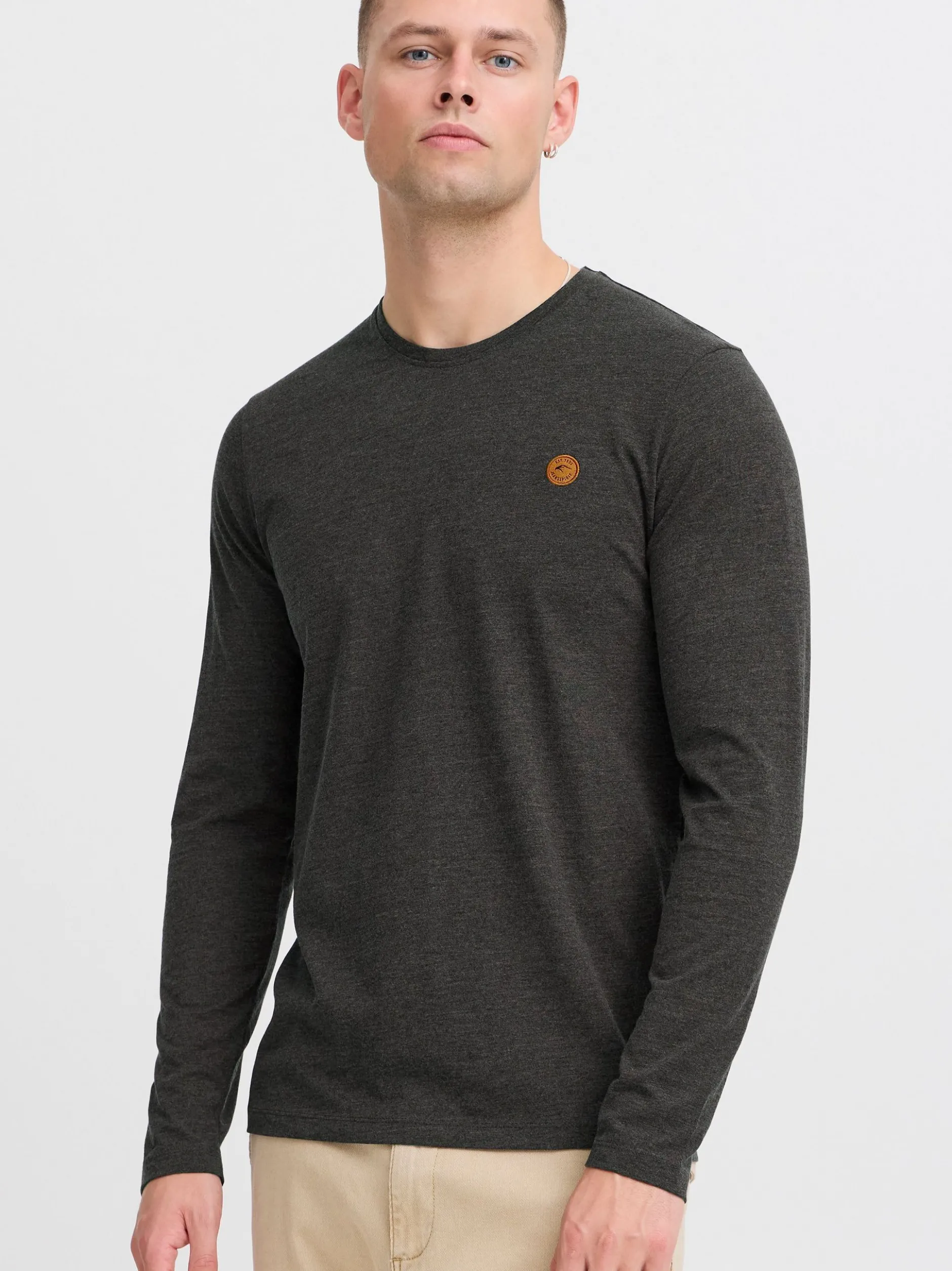 Indicode Herren Langarmshirt - IDPhillo in anthrazit