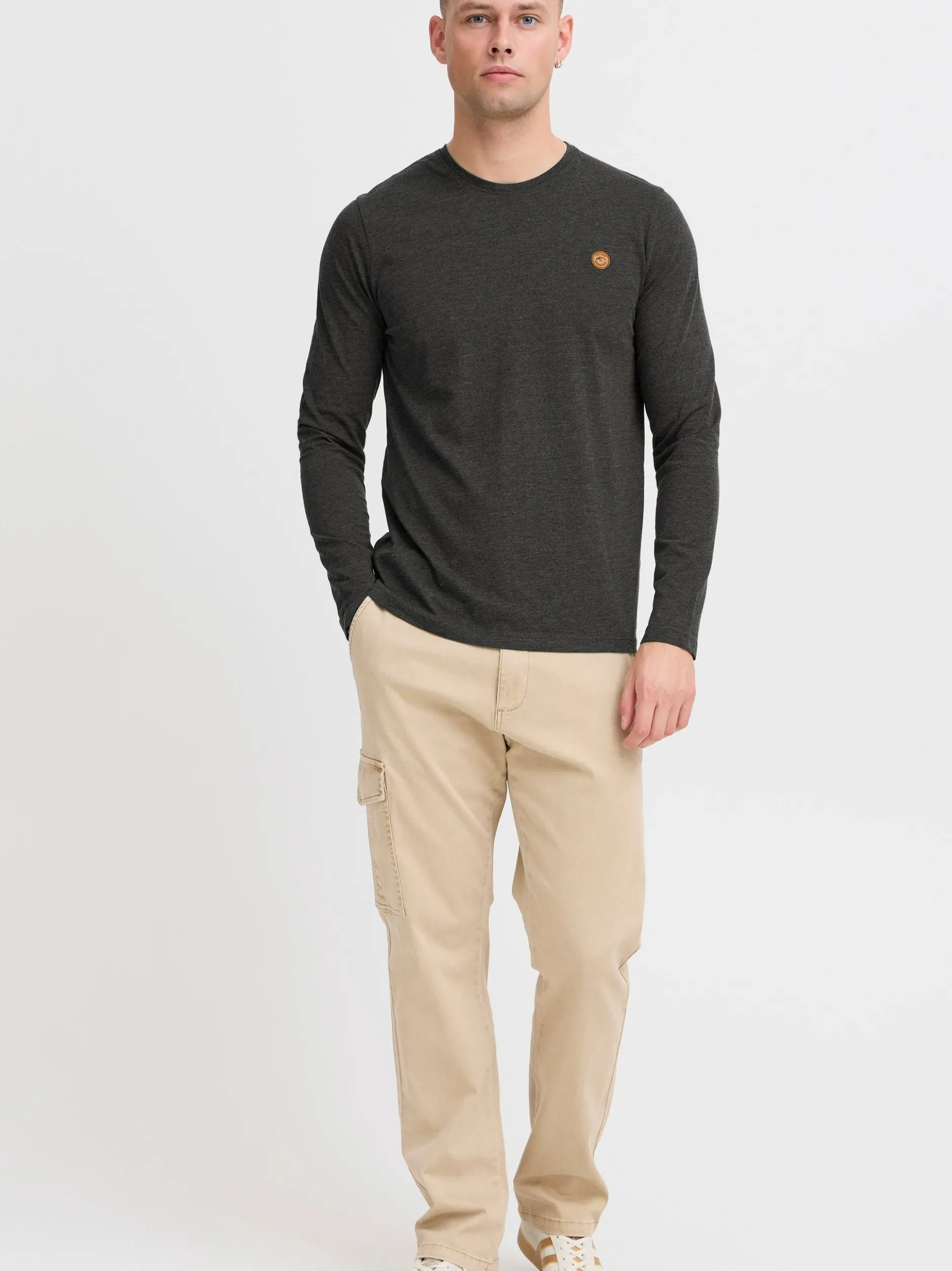 Indicode Herren Langarmshirt - IDPhillo in anthrazit