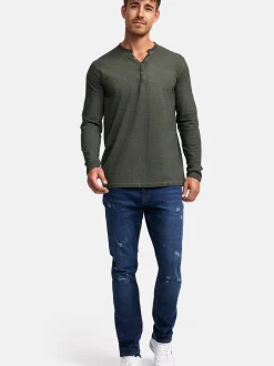 Indicode Herren Langarmshirt - INKilsone in grün khaki