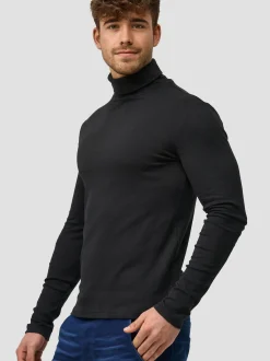 Indicode Herren Langarmshirt Rollkragen - Eagon in schwarz