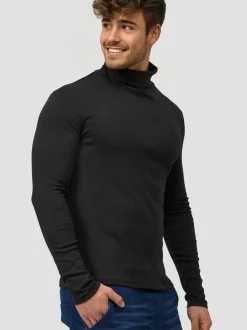 Indicode Herren Langarmshirt Rollkragen - Eagon in schwarz