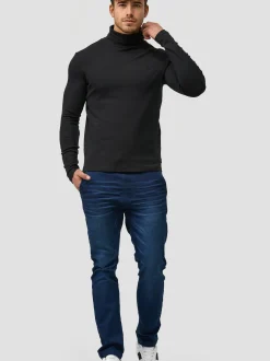 Indicode Herren Langarmshirt Rollkragen - Eagon in schwarz