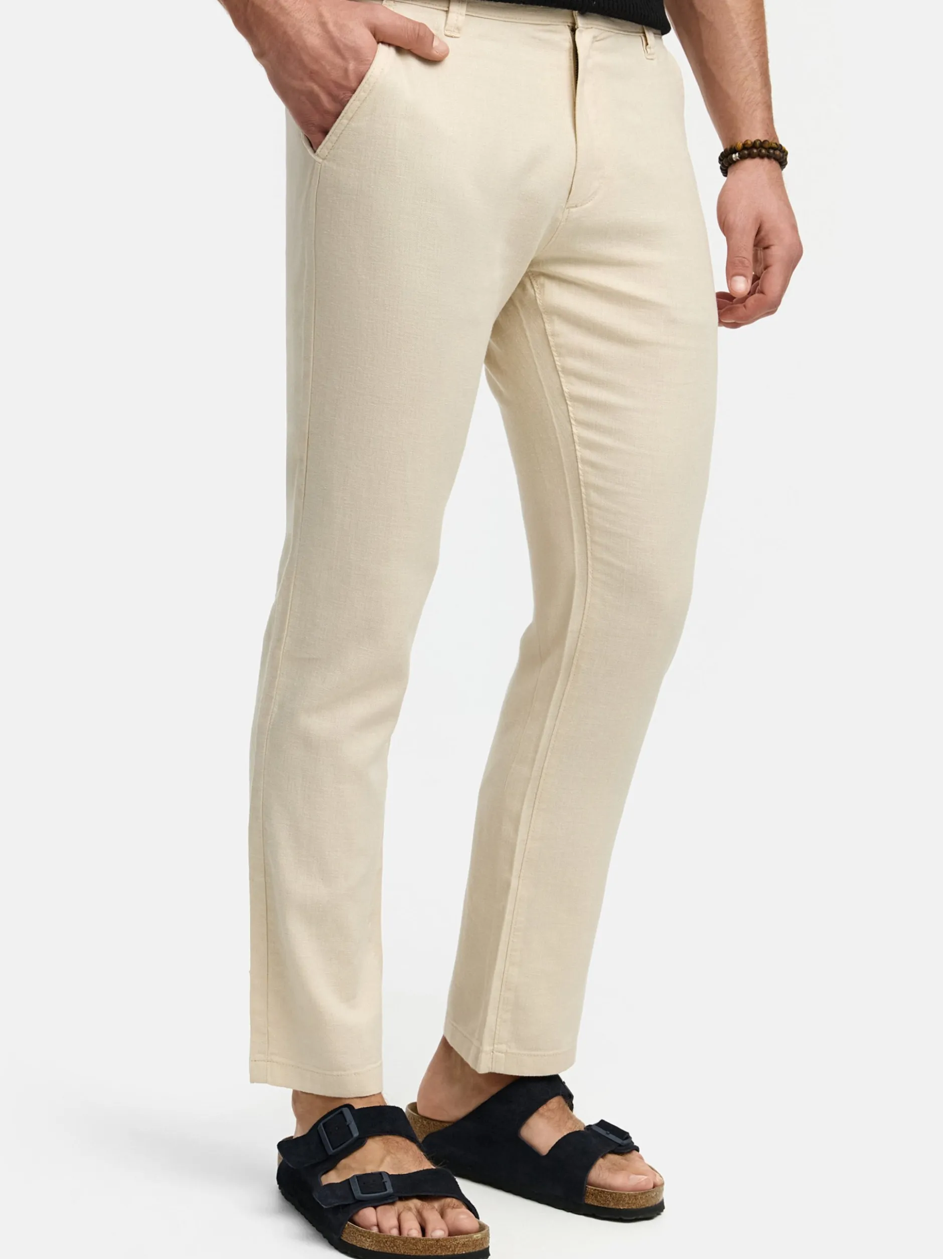 Indicode Herren Leinenhose - INGuy in beige sand