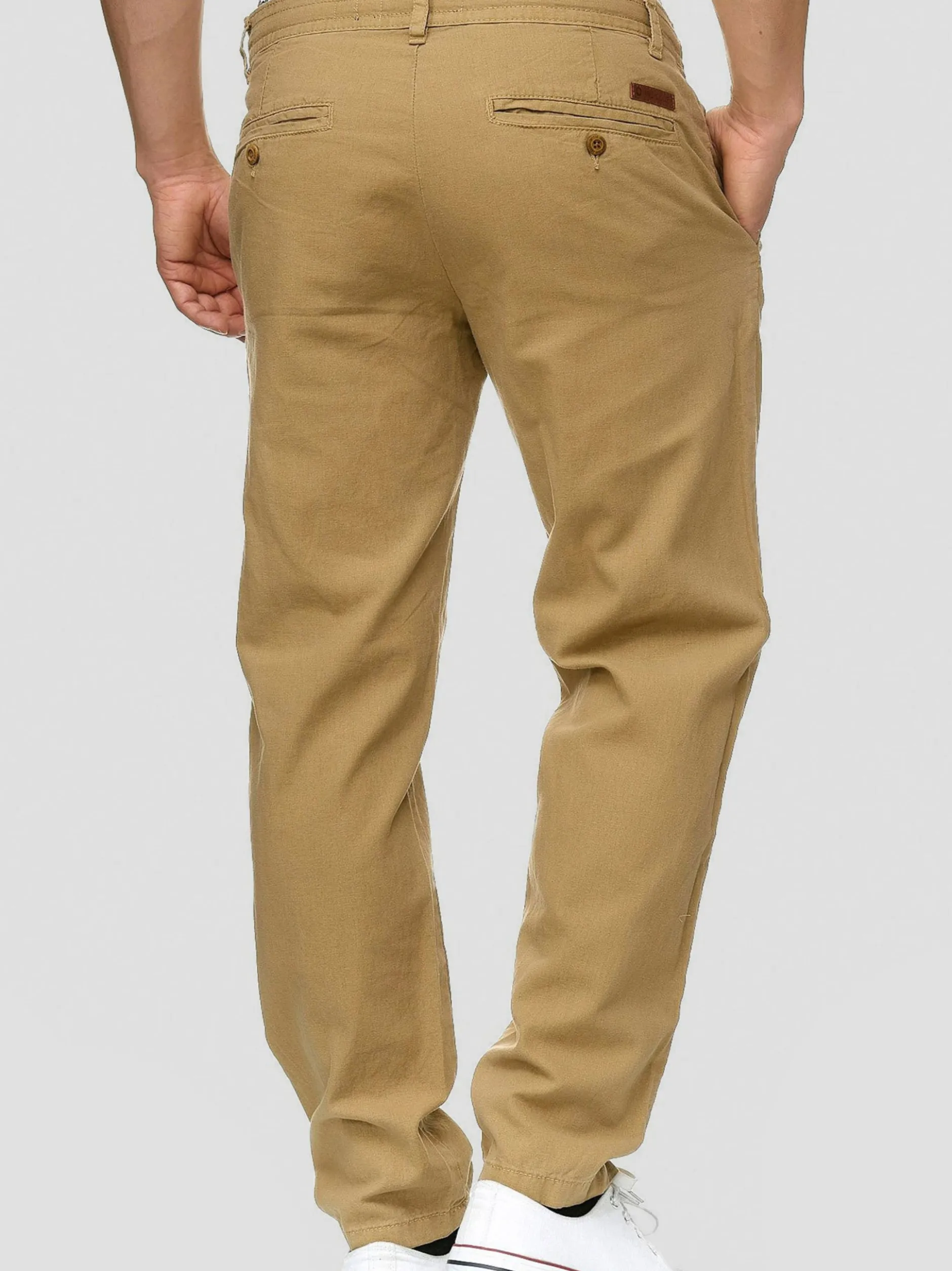 Indicode Herren Leinenhose - Veneto in beige sand