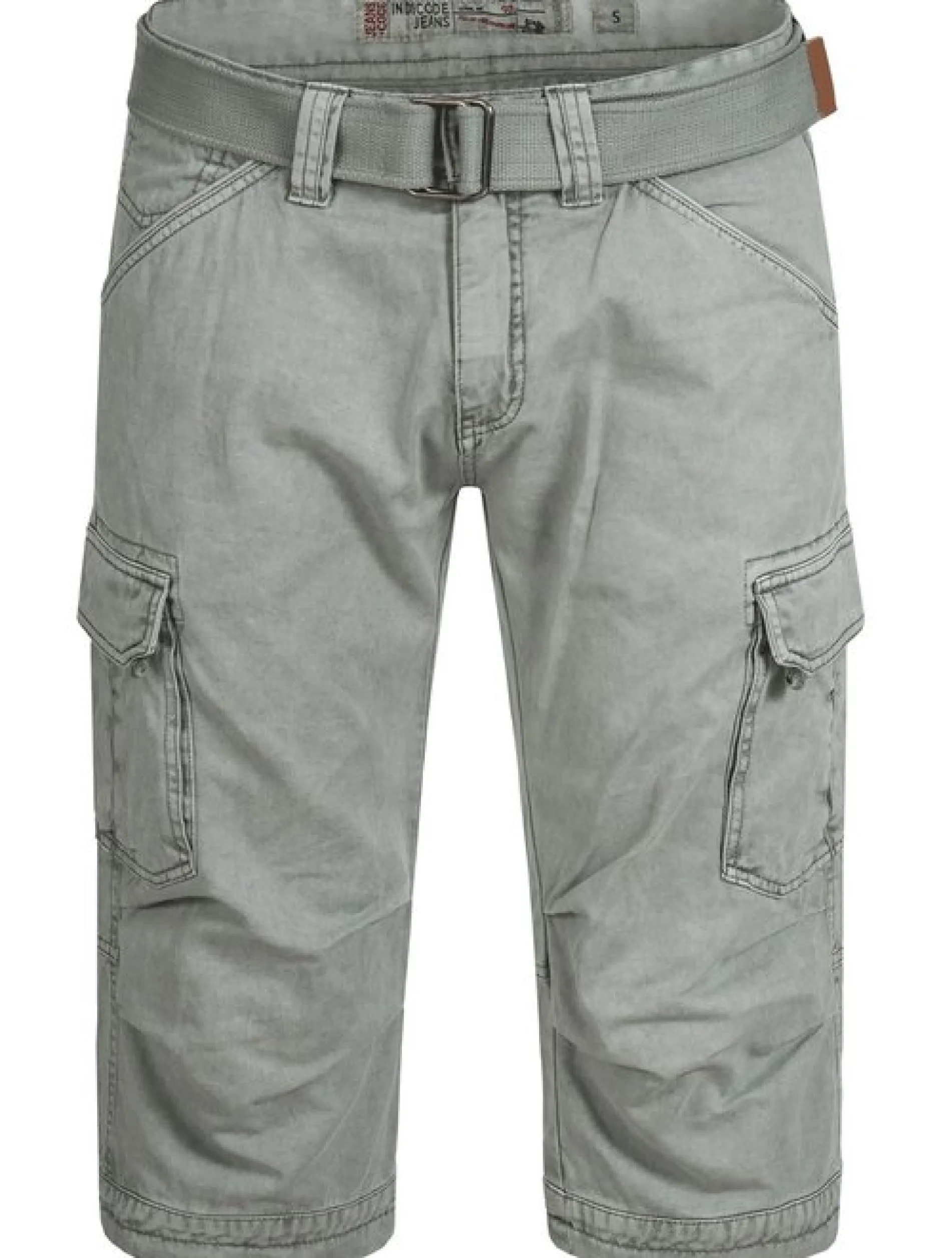 Indicode Herren Shorts Cargo - Nicolas Check in hellgrau grau