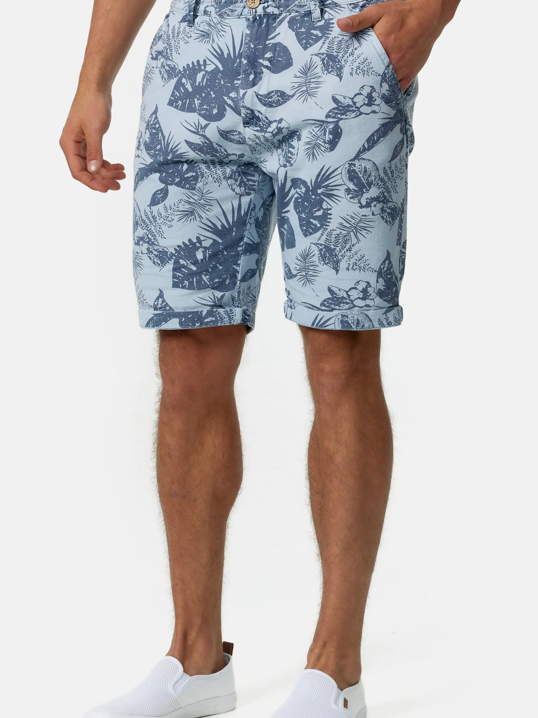Indicode Herren Shorts Chino - Curtain in hellblau blau