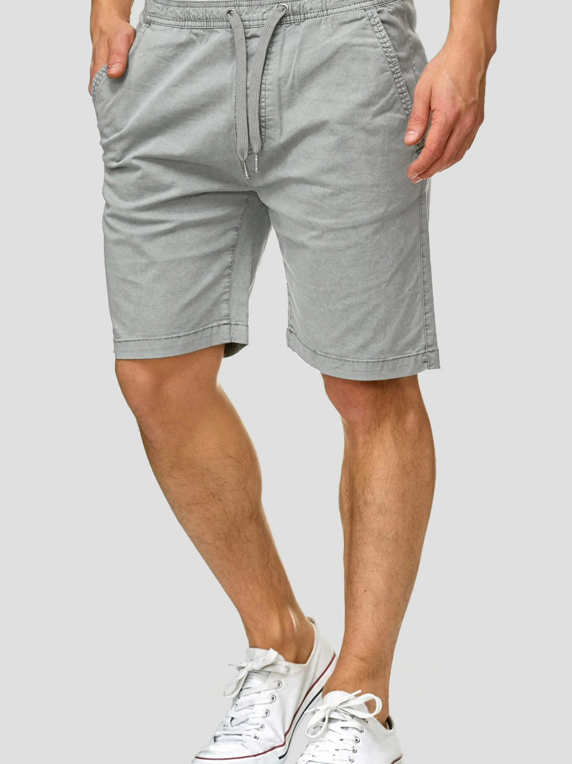 Indicode Herren Shorts Chino - Kelowna in hellgrau grau