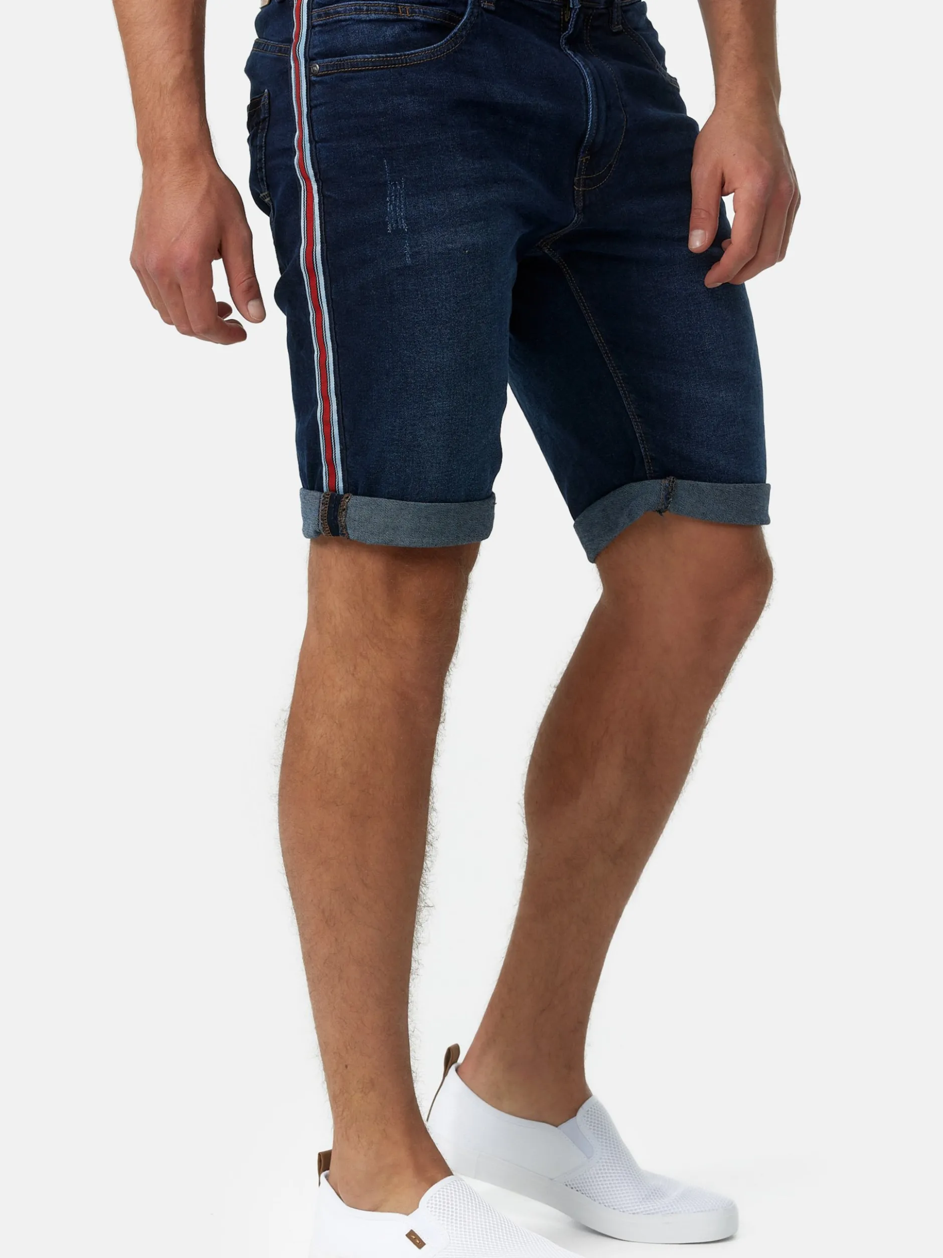 Indicode Herren Shorts Jeans - Fife in blau