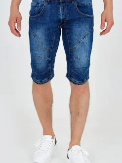 Indicode Herren Shorts Jeans - Leon in blau denim
