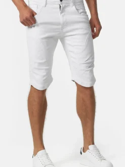 Indicode Herren Shorts Jeans - Leon in weiß