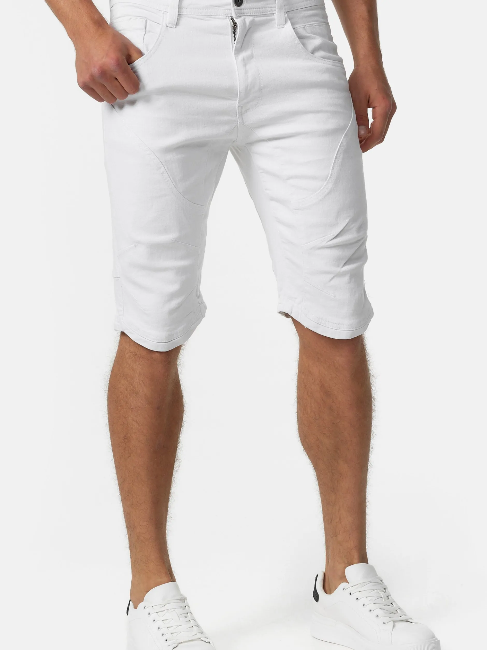 Indicode Herren Shorts Jeans - Leon in weiß