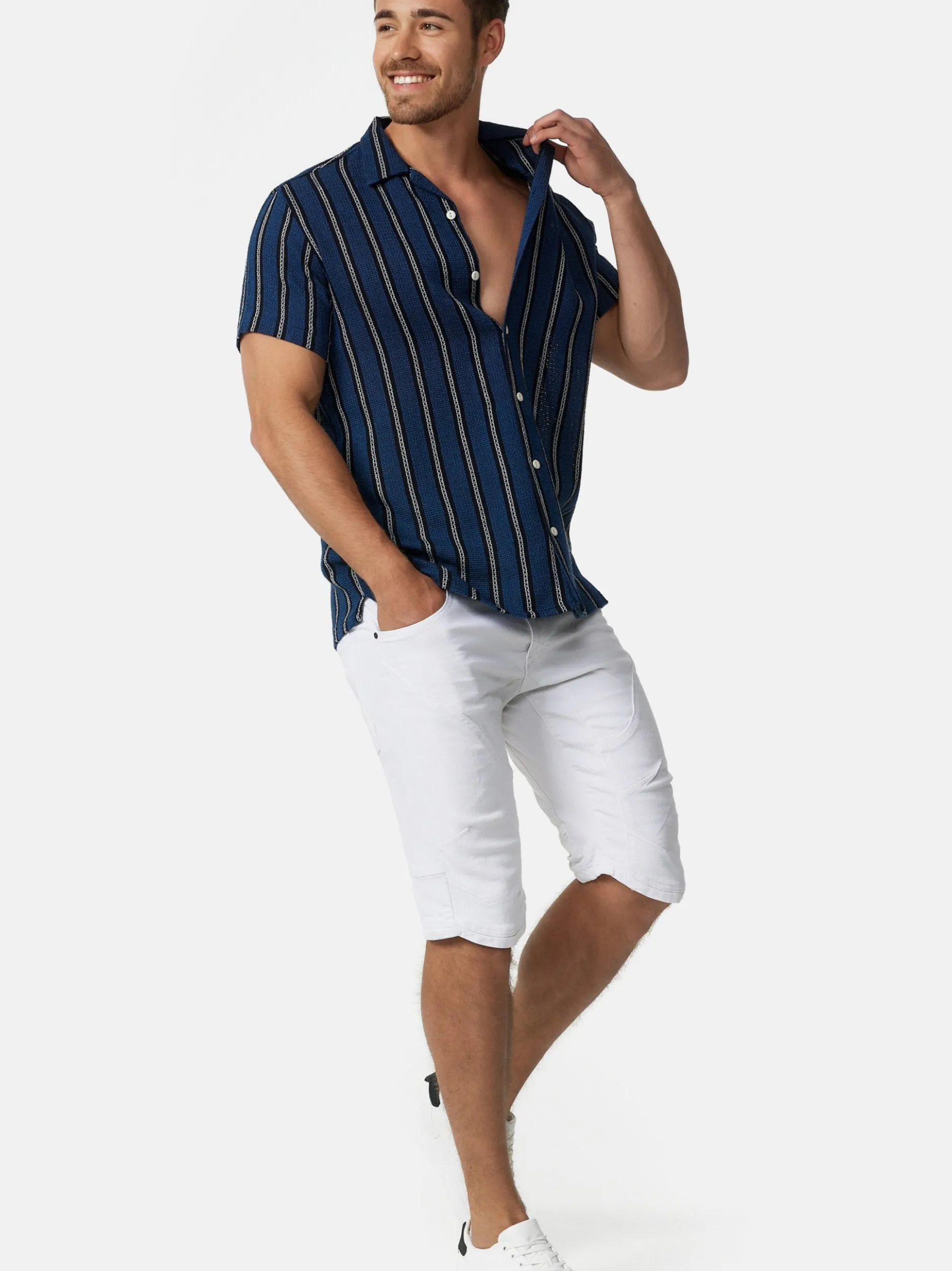 Indicode Herren Shorts Jeans - Leon in weiß