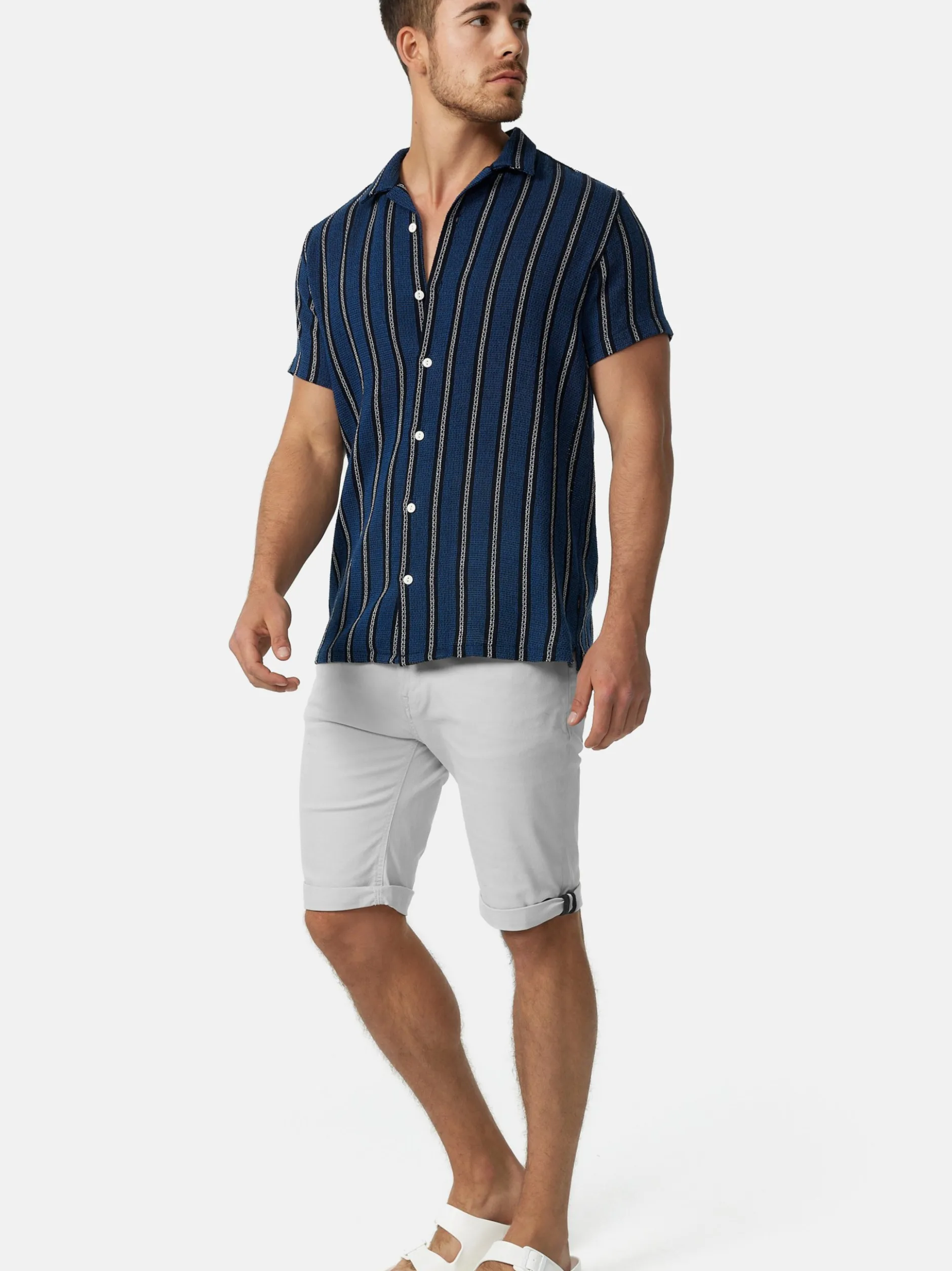 Indicode Herren Shorts Jeans - Villeurbanne in hellblau blau