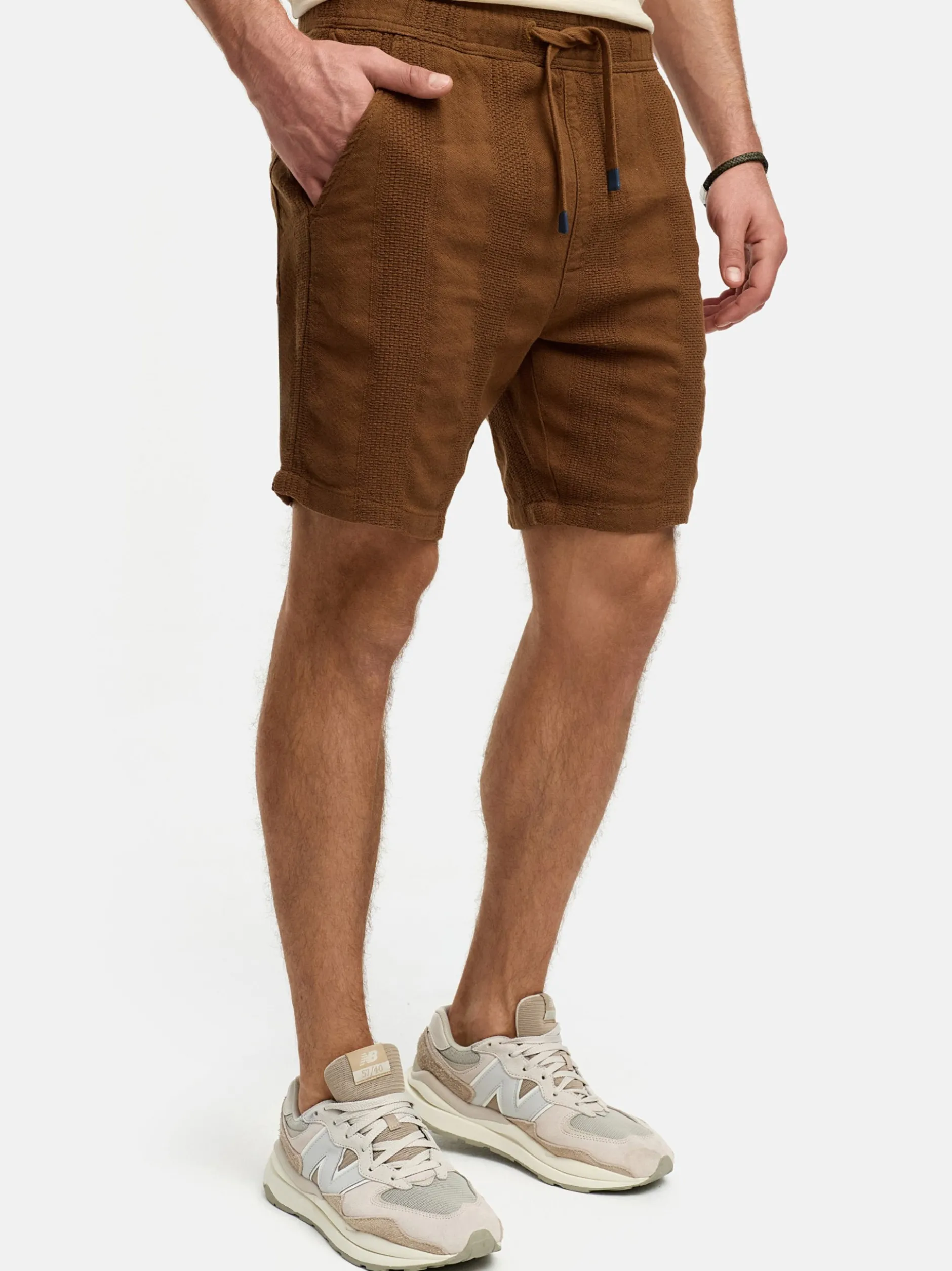 Indicode Herren Shorts Leinen - INPop in vanille braun