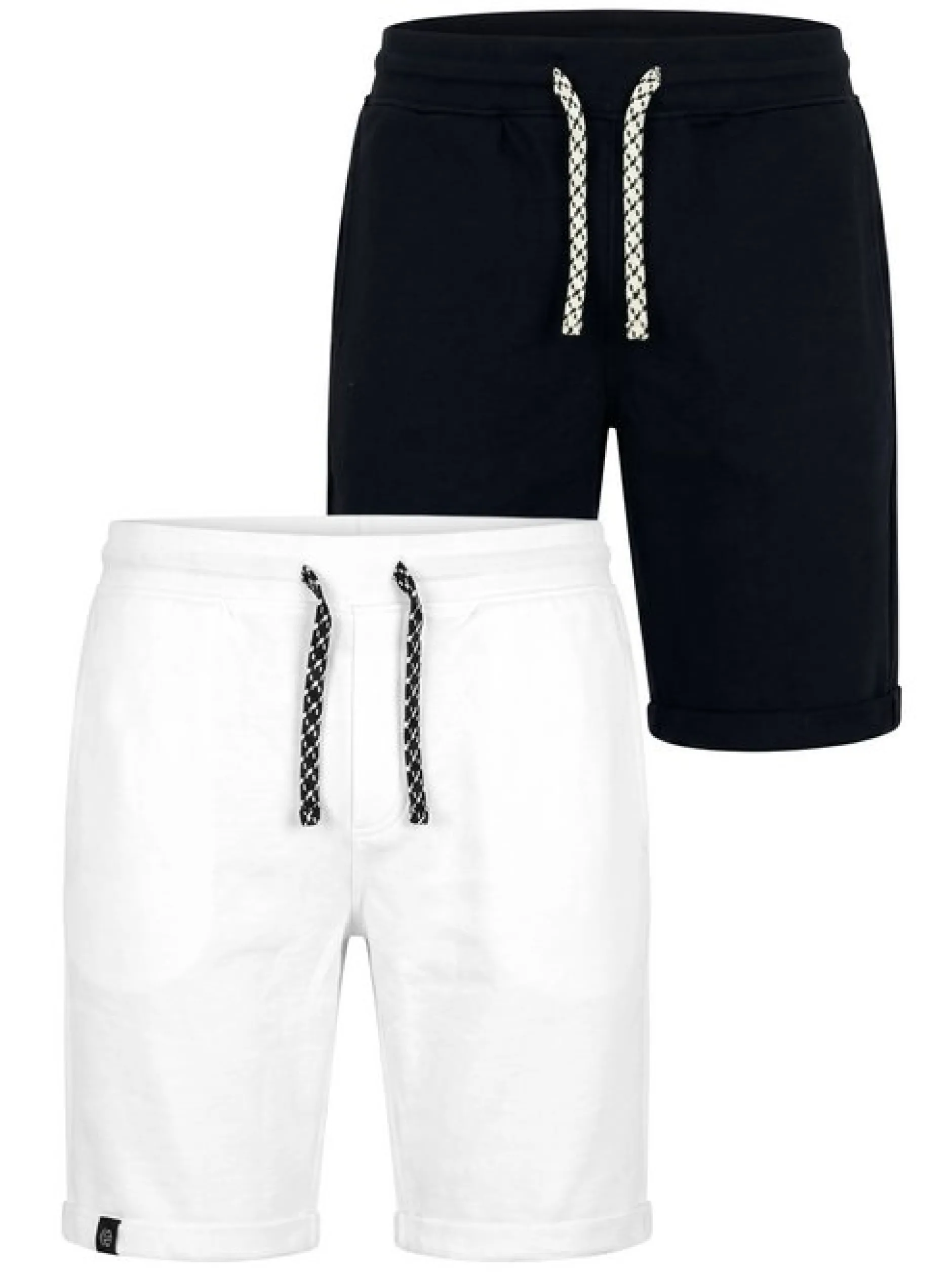Indicode Herren Shorts Sweat - 2-Pack Eddy in weiß mehrfarbig